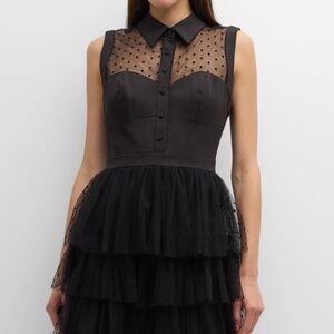 Zac Posen Ruffle Polka Dot Tulle MIDI Dress